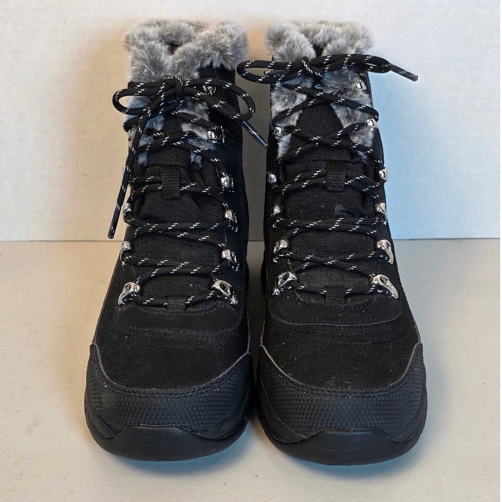 Skechers Trego Waterproof Snow Boots Women's 6.5 Black Faux Fur Trail Hiking